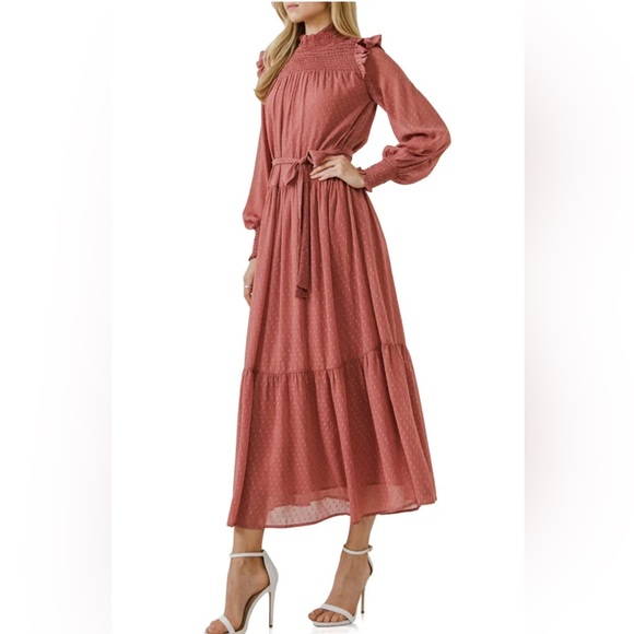 🌼English Factory Smocked Swiss Dot Maxi Dress - Picture 5 of 16